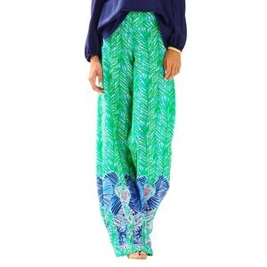 Lilly Pulitzer Lolani Silk Palazzo Wide-leg Pants in Toucan Green Costa Verde 6